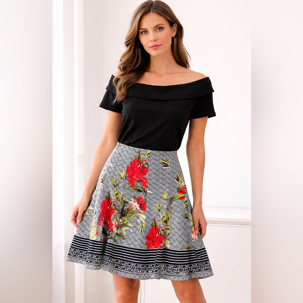 WHBM Black & Red Swing Skirt Women’s Size 10